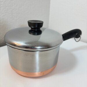 VTG Revere Ware Pre-1968 1.5 Qt Saucepan Copper Clad Double Circle w/ Lid